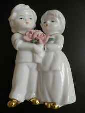 PMI Porzellan-Paar Rosen-/Goldschmuck Porz. Manufaktur H 11 cm DEKO siehe Fotos