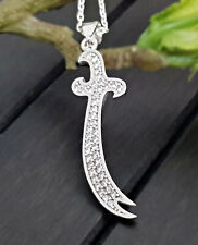 925 Silber Schwert Anhänger Kette Zülfikar Ali Aleviten mit Zirkonia Steine