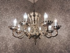 antik Rarität Kronleuchter Deckenlampe Lüster Bronze Silber  Barock ca.1900