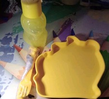 Tupperware Set Kinderteller Besteck Disney Winnie-Pooh, Flasche 350ml gelb neu