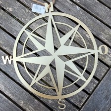 24cm groß Gold Maritime Deko Garten Metall Windrose Kompass Gold Dekoration