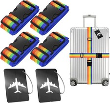 4 Stk Koffergurt Kofferband Gurt Auffällig Gepäckband Einstellbare Kofferbänder 