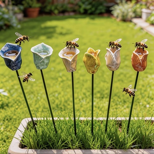 6er pack bunte keramik - bunte, blumen
