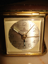 Dugena Reisewecker im Etui Messing Quarz funktionsfähig vintage ca 1970