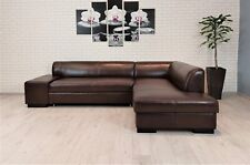Glanz Echtleder Ecksofa Leder Eckcouch mit Bettfunktion und Bettkasten Ottomane