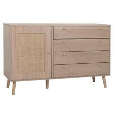 B-Ware Sideboard MCW-M43, Schubladen Staufach, Kubu Rattan Holz, Eiche-Optik