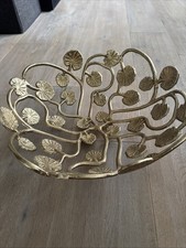 Große Metallschale gold Schale Obstschale Blatt Seerose Bowl Dekoschale