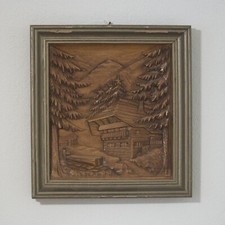Bild Holzrelief Schwarzwaldhaus ca. 34x31,5 cm geschnitzt gerahmt