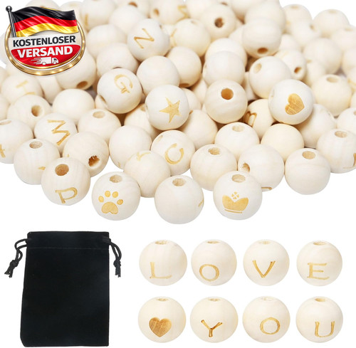 150 stück holzperlen mit - 150,