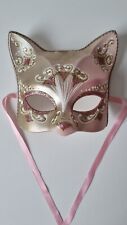 Venezianische Maske Katze 16 cm x 16 cm, Gold/Rosa  - In Venedig Handgemacht!