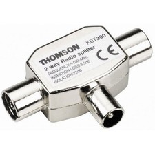 Thomson TV Radio Splitter T Antennen-Adapter Verteiler IEC 2-Fach Koaxial Koax