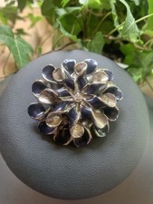 Gablonzer  Schmuck-Anhänger, Silberfarben,, Emailliert, Vintage, Blume.  !275