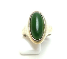 532. alter FRANZ SCHEUERLE Nephrit Damen Ring oval grün 925erSilber RG.56 F.S