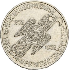Künker: BRD, 5 Mark 1952 D, Germanisches Museum, Silber
