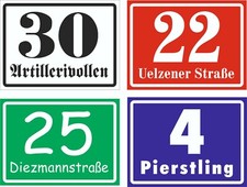 Hausnummer-Schild Wunschtext und Farbe  NEU