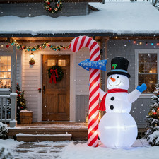 270cm Aufblasbare Weihnachtsdekorationen Schneemann mit Led Lichtern für Draußen