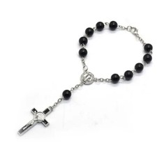 Rosenkranz Autorosenkranz Auto Spiegel schwarz Rückspiegel m. Verschluss NEU OVP