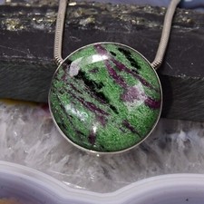 Rubin Zoisit Anhänger, 925er Silber, Edelsteinanhänger (11716), Edelsteinschmuck