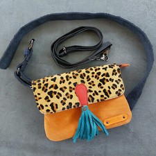 Leder Tasche Kuhfell Zebra Print Soruka Handytasche Bauchtasche Wildleder Leo