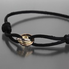 Cartier Trinity Armband Baumwollkordel K18 neu poliert verstellbar Armreif 6398A