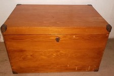 Truhe Antik Holzkiste Holztruhe Flachdeckeltruhe Weichholz Truhe TOP