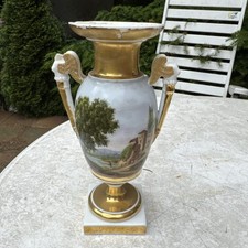 Empire Vase Keramik Amphore, vergoldet Landschaftsmalerei. 18 Jhd. Frankreich?