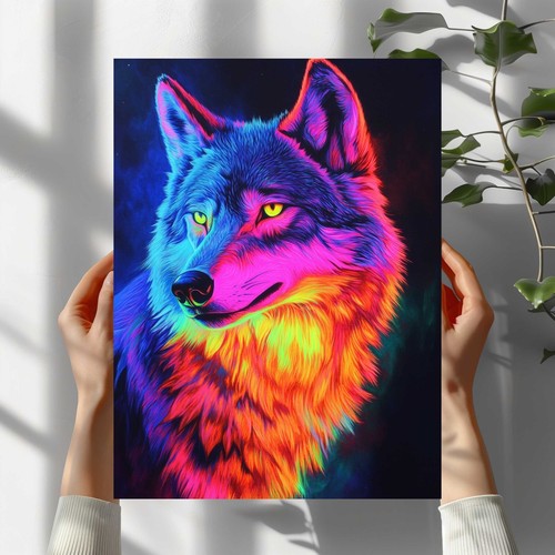 Neonlicht wolf premium poster - neonlicht,