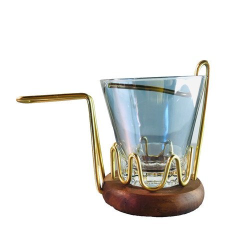 Glas blau messing farben - messing, 50er