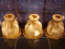 antik Lampen Aufsteck Schirm Stoff Borte Fransen gold klein Schleife 1 von 3