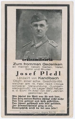Orig sterbebild artillerie - sterbebild,