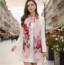 Seidentuch rosa Asian Style Halstuch 180x90 Seidenschal Schal Damen leicht