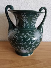 Schwanenhals Vase Porzellan ca 23 cm, grün/grau