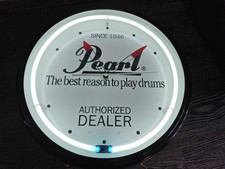 Selten! Pearl Drums Neon Leuchtuhr – "AUTHORIZED DEALER" – Neon Reklame