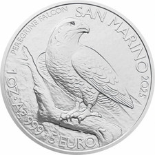 San Marino 5 EURO 2025 Peregrine Falcon 1 Oz Silber 999 ST / BU