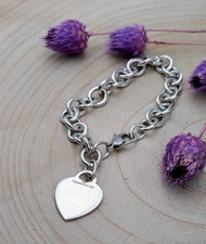 Tiffany & Co. 925 Sterling Silber Armband mit Herzanhänger – Klassiker Vintage