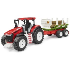BRUDER 03453 ROADMAX Traktor mit Rückean- hänger und 3 Baumstämmen