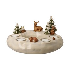 Goebel  Winterwald Adventskranz- Teelicht - Kerzenhalter - m. Tieren - Neu - OVP