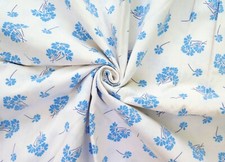 Vintage 70er Stoff mit blauem Blumenmuster, Bettwäsche Kinder Heizdeckenbezug