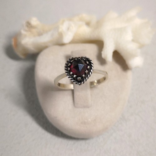 Jugendstil granat ring - granat,