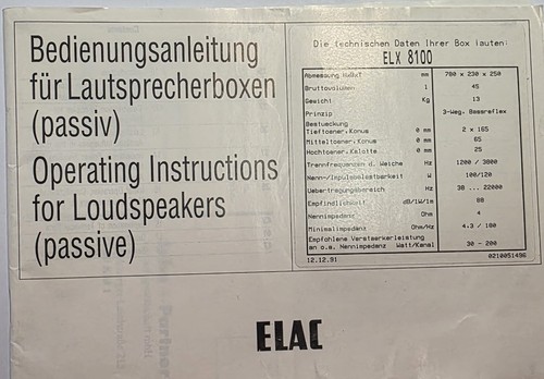 Elac elx 8100 - elac,