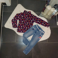 Set outfit 98 104 Herz ❤️ fleecejacke topolino Jeans Stickerei TopZustand