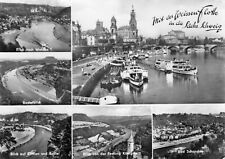 AK Weiße Flotte Dresden, Mehrbildkarte, Sächs. Schweiz Motive, Schiffsstempel