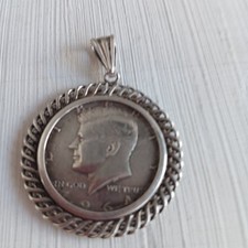 835 Silber Anhänger Für Kette John.F Kennedy Half Dollar