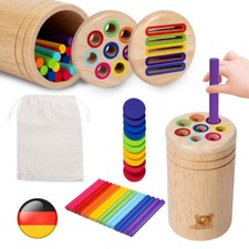 2 In 1 Montessori Spielzeug ab 1 2 3 jahr, Sensorik Spielzeug Holz Sortier