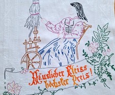 altes ..gesticktes Überhandtuch  30er Jahre mit Spruch ....