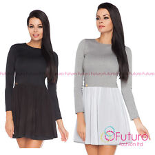 Damen Mini Skater Kleid Tüll Netz Party Abend Clubwear Größe 8 - 12 FA431