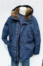 U.S.A BLAUER Herren Daunen Jacke Parka Style mit Fell Kapuze Gr. XL marine blau