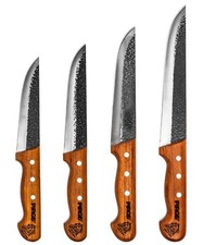 Pirge Elite Handgeschmiedet Schlachtermesser Set mit Lederscheide 4 TLG