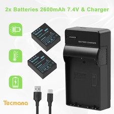 2Pcs 2600mAh Akkus+Ladegerät