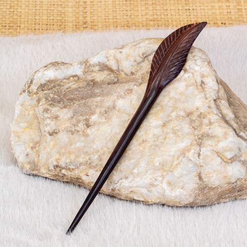 Haarnadel holz tribal feder - haarnadel,